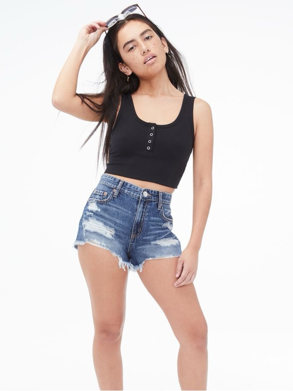 Aeropostale Real Denim High-Rise Shorty Shorts Size 4 / 27